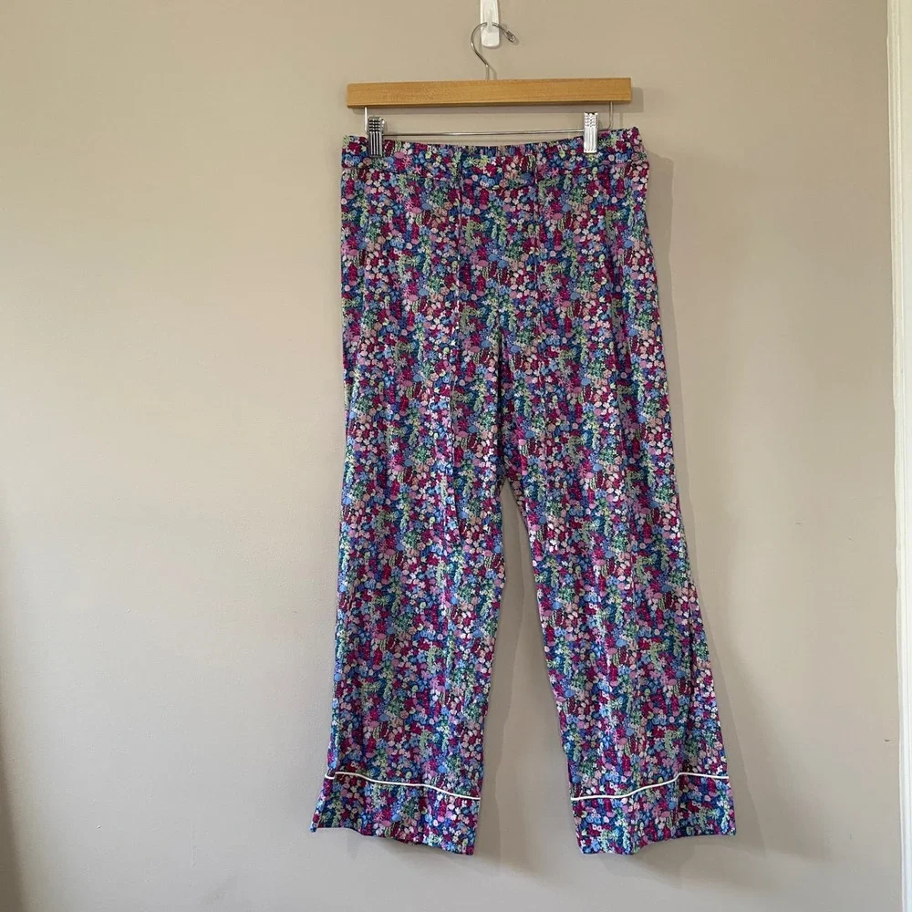 Liberty London Womens Floral Cotton Pajama Set Multicolor Button Front Size M